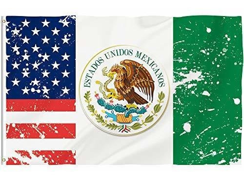 México Pies Bandera 3x5 Doble Cara Y Doble Cosido Band...