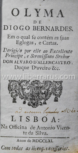 Livro Antigo Raro - O Lyma - 1761