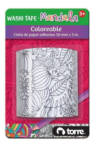 Imagen 1 de 1 de Washi Tape Cinta Papel Decorativa Mandala Coloreable Torre
