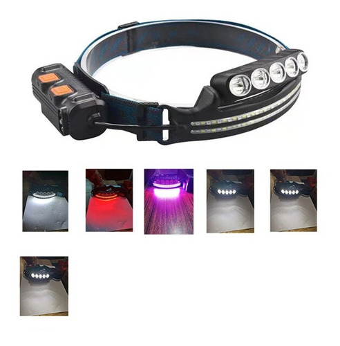 Imagen 2 de 6 de Linterna Cintillo 4 Led Recargable Camping Outdoor