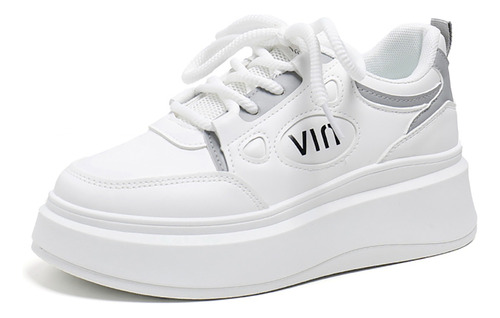 Zapatos Tenis De Suela Gruesa De Moda Blancos Para Mujer