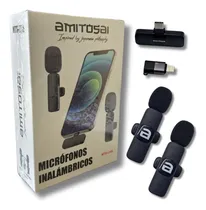 Comprar Set 2 Micrófonos Corbateros Inalambricos Amitosai Mts-live Color Negro