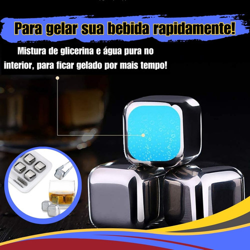 Kit de 8 cubitos de hielo metálicos de acero inoxidable con asa para bebidas de whisky