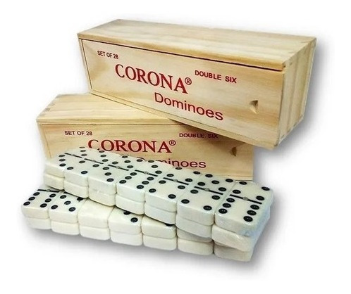 Domino O Dominoes Corona Estuche De Madera 
