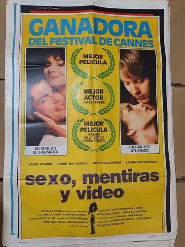 Afiche De Cine Original 1296- Sexo- Mentiras Y Videos-