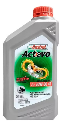 Aceite Castrol Actevo X-tra 4t 20w-50 Semi Sintetico Plan