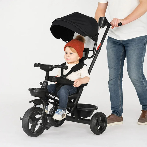 Triciclo Com Empurrador Confort Infantil Bebê - Preto