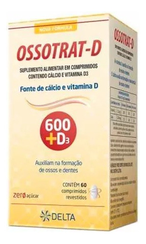 Suplemento De Cálcio + Vitama D - Ossotrat D, 60 Cápsulas Sabor Sem sabor