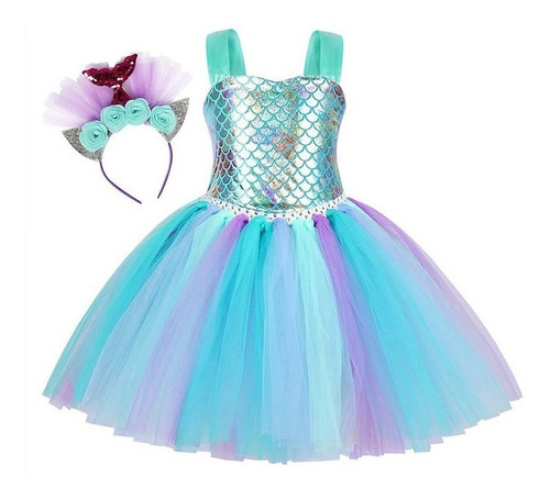 Vestido Tutú De Sirena Para Niña Para Fiesta De Cumpleaños C