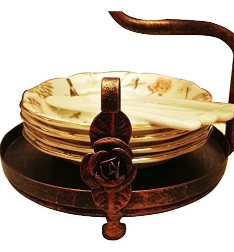 Soporte De Tazas De Café De Hierro Bronce Vintage Para Almac