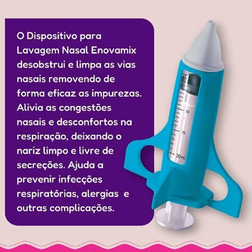 Dispositivo Para Lavagem Nasal Infantil Seringa De 20ml Azul