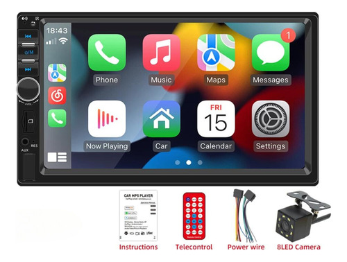 Radio 2 Din Con Carplay Y Android Auto Por Cable + Cámara 