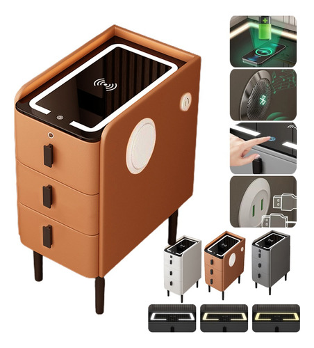 Inteligente Mesa De Noche Cómoda Organizador Recamara Cajon