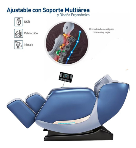 Sillón De Masaje Eléctrico Gravedad Cero Con Pantalla Azul
