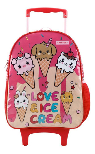 Mochila Com Rodas / De Rodinha 16 Infantil Sorvete - Xeryus