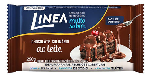 Chocolate ao Leite Uso Culinário Linea  sem glúten pacote 250 g