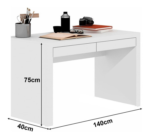 Imagen 4 de 7 de Escritorio Laqueado Moderno Minimalista 140x40 Con 2 Cajones