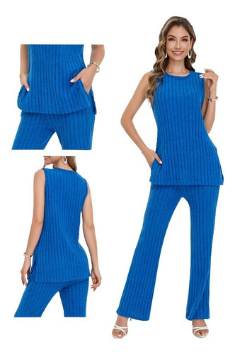 Conjunto 2 Pz Blusa Y Pantalón Dama Casual Cómodo