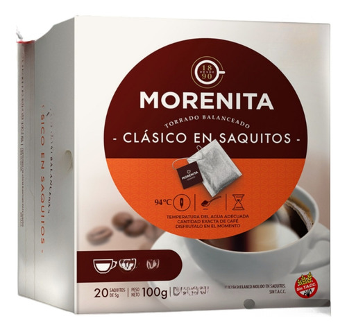 Café La Morenita En Caja De 20 Saquitos Pack De 3 Cajas
