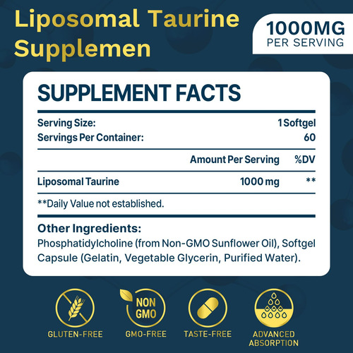 Suplemento De Taurina Liposomal De 1000 Mg Para El Corazón,