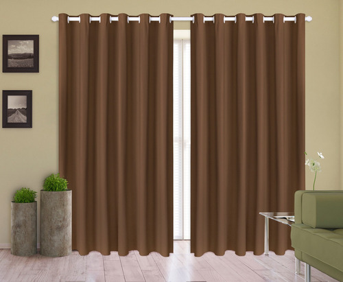 Cortina Corta Luz 2,80m X 2,50m Blackout 100% Pvc Para Varão Cor Tabaco