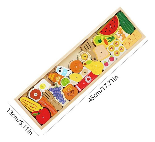 Bloques Madera Apilable Frutas Verdura Abecedario Montessori