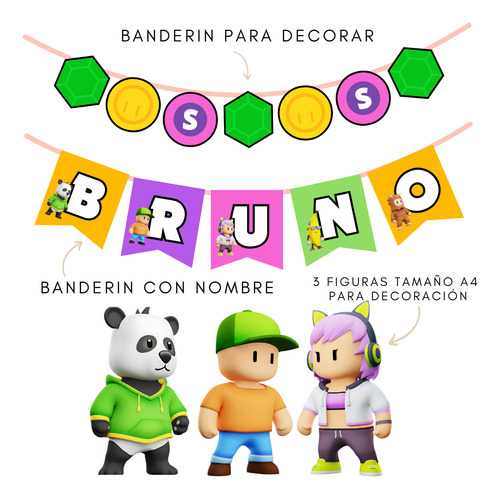 Kit Impreso Stumble Guys Cumple X10 Niños