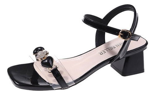 Sandalias De Tacón Alto Moda Con Cuadrada Y Para Mujer 5cm