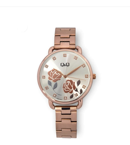 Reloj Qyq  Q53b-500py Dama Original Oro Rosa Fondo Blanco 