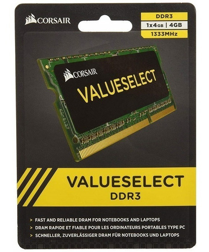 Imagen 2 de 3 de Memoria Ram Ddr3 Sodimm Corsair 4 Gb 1333 Mhz Pc3-10600