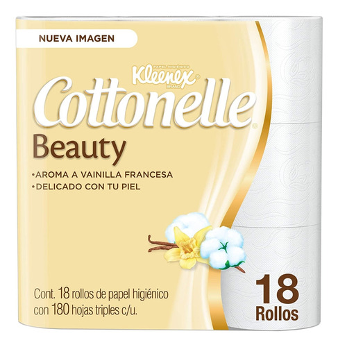 Kleenex Cottonelle Beauty, Papel Higiénico, Color Blanco, 18