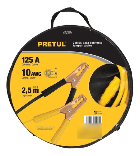 Cables Pasa Corriente 2.5m, 125 A, 10 Awg, Con Funda, Pretul