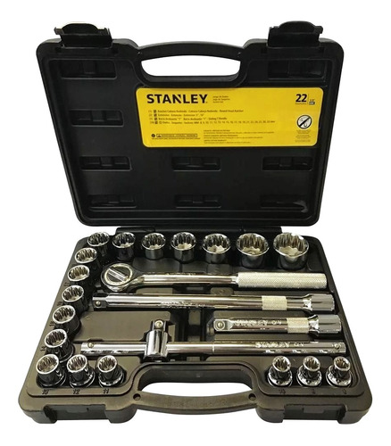 Kit De Soquetes Estriados 8-32mm C/ 22 Pçs Stanley Stmt81242