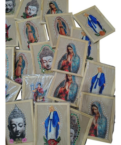 Cuadro Virgen De Guadalupe Bordados Brillos Mostacilla Arte Crema Crema
