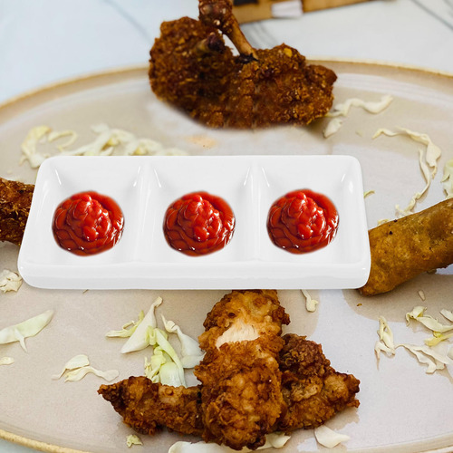 Tarro De Aperitivo Con 3 Compartimentos De Cerámica Blanca P