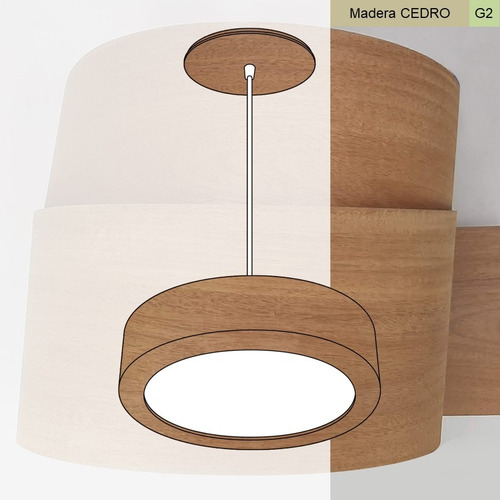 Lampara Techo Colgante Dual 24x6 18w Tubo Madera G2