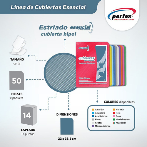 Imagen 5 de 6 de Esencial Cubiertas Para Encuadernar Estriadas T/c 50 Pzas