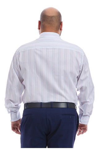 Camisa Vestir Tallas Extra, En Tejido A Rayas Multicolor.