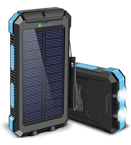 Imagen 1 de 5 de Power Bank Solar 20.000mah Cargador Portatil Con Linterna 