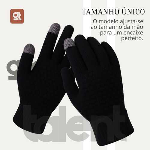 Kit 2 Luvas De Frio Lã Touch Screen Celular Tablet Inverno