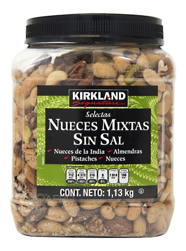 Nueces Mixtas Sin Sal Kirkland Signature Frasco Con 1.13 Kg
