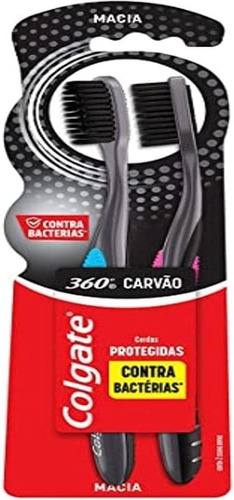 Cepillo Dental Colgate 360 Negro Suave Suave 2pzs Adulto