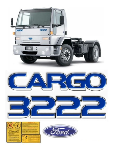 Kit De Adesivos Compatível Ford Cargo 3222 Emblema Kit82 Cor PADRÃO