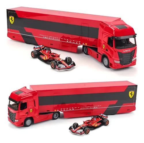 ミニカー DyDo Ferrari Iveco Stralis 1/64 Miniatura Caminhão Iveco Carro Formula 1 Ferrari Leclerc #1