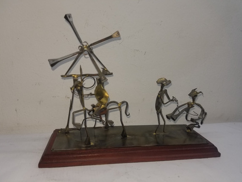 Escultura Don Quijote Y Sancho Panza- Cobre- Ancho 25 Cmtrs