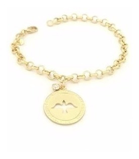 Pulseira Folheada Com Medalha Divino Espirito Santo - Linda!