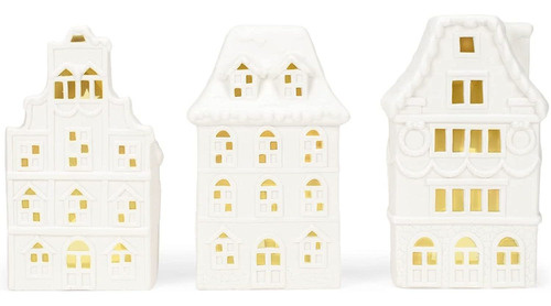 Village Row House  Juego De 3 Figuras De Porcelana Para...