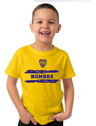 Remera  Algodón Boca Juniors Cabj Franja Nombre Niño