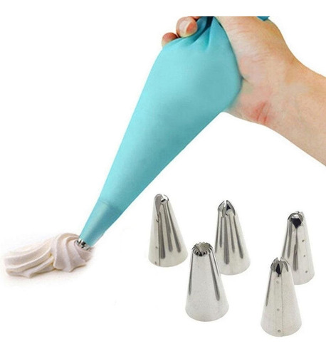 Imagen 1 de 7 de Manga Silicona Lavable+ 5 Picos Acople Reposteria Decoracion