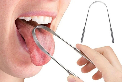 Imagem 5 de 7 de Limpador De Lingua Inox Profiss. Raspador Tratar Mau Hálito